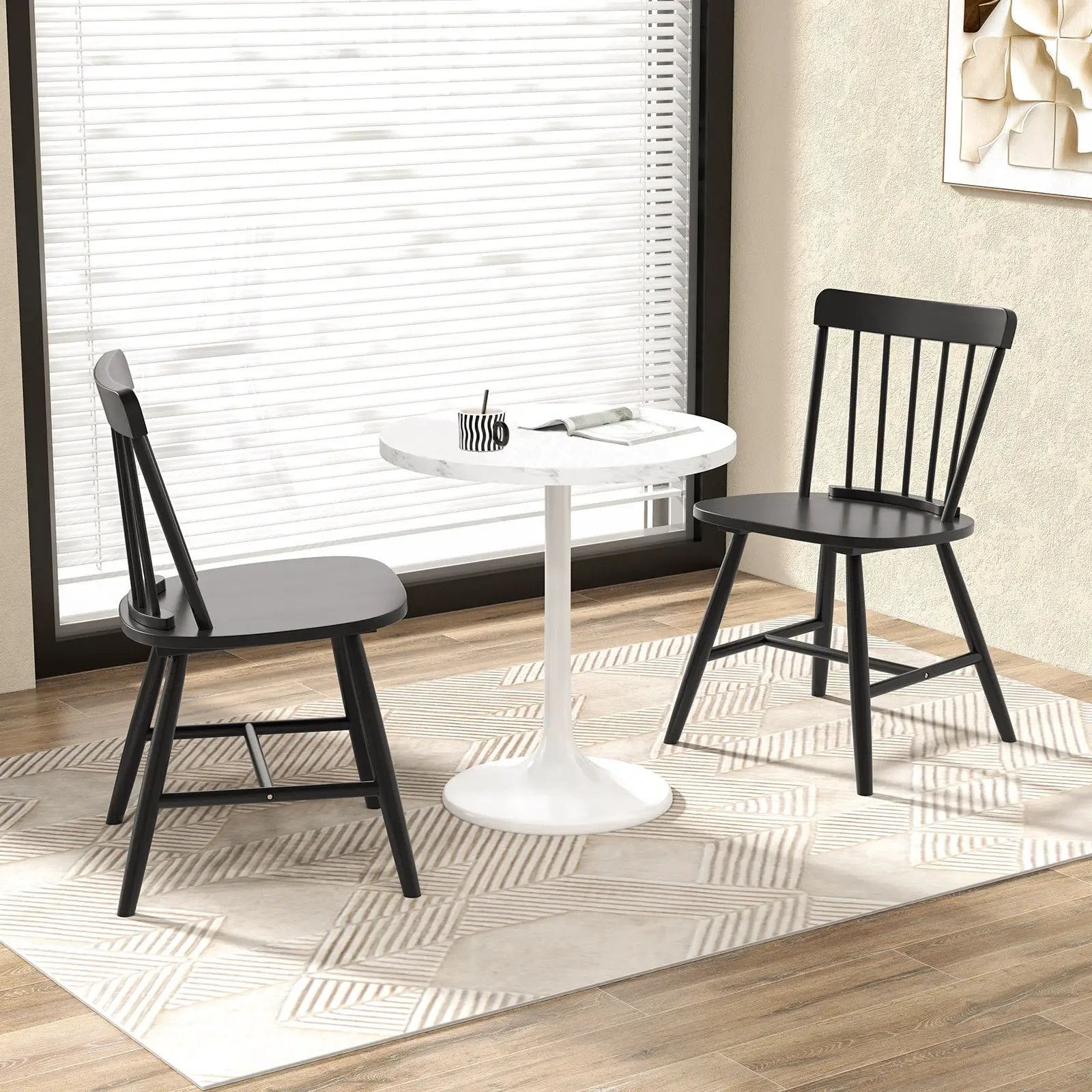 Farmhouse Kitchen Chair Set of 2 with Rubber Wood Frame by DirectDeals