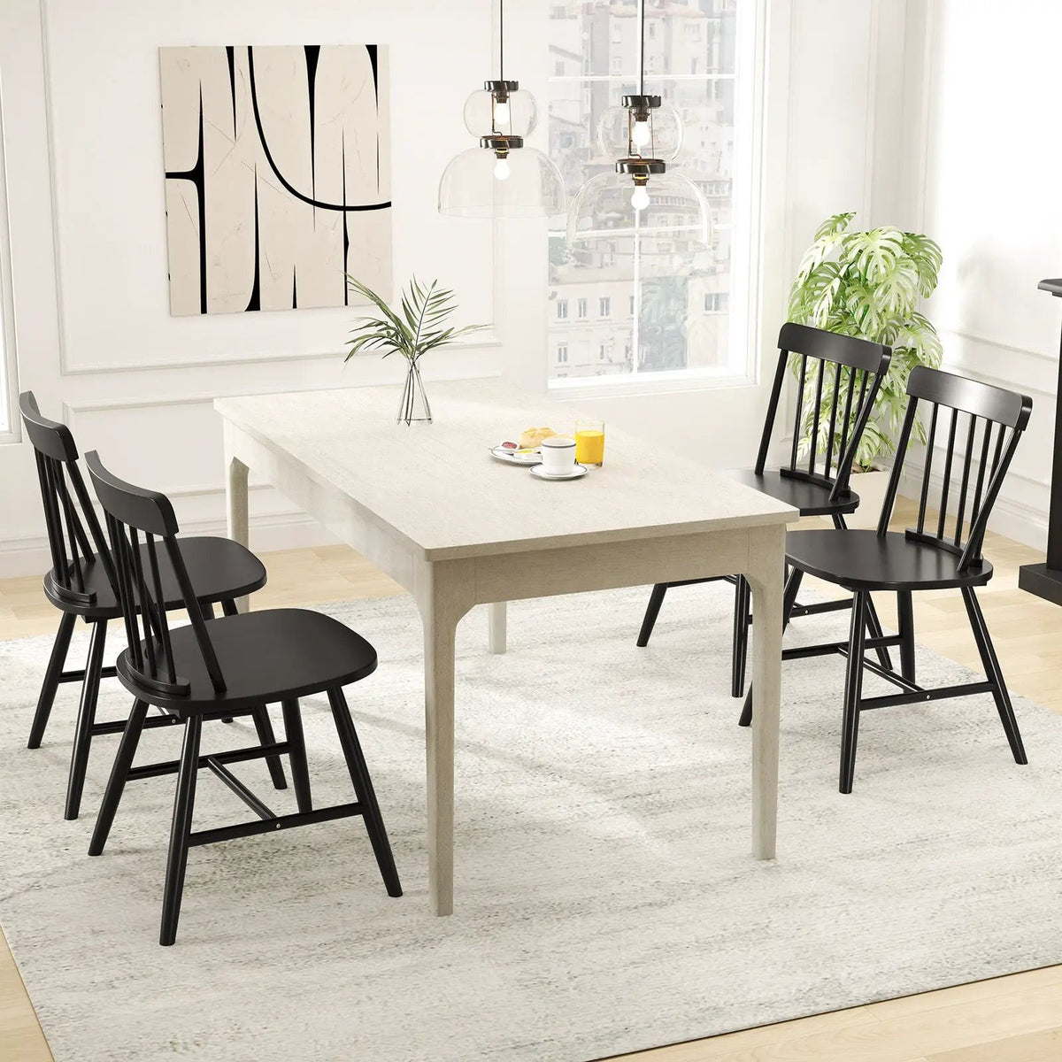 Farmhouse Kitchen Chair Set of 2 with Rubber Wood Frame by DirectDeals