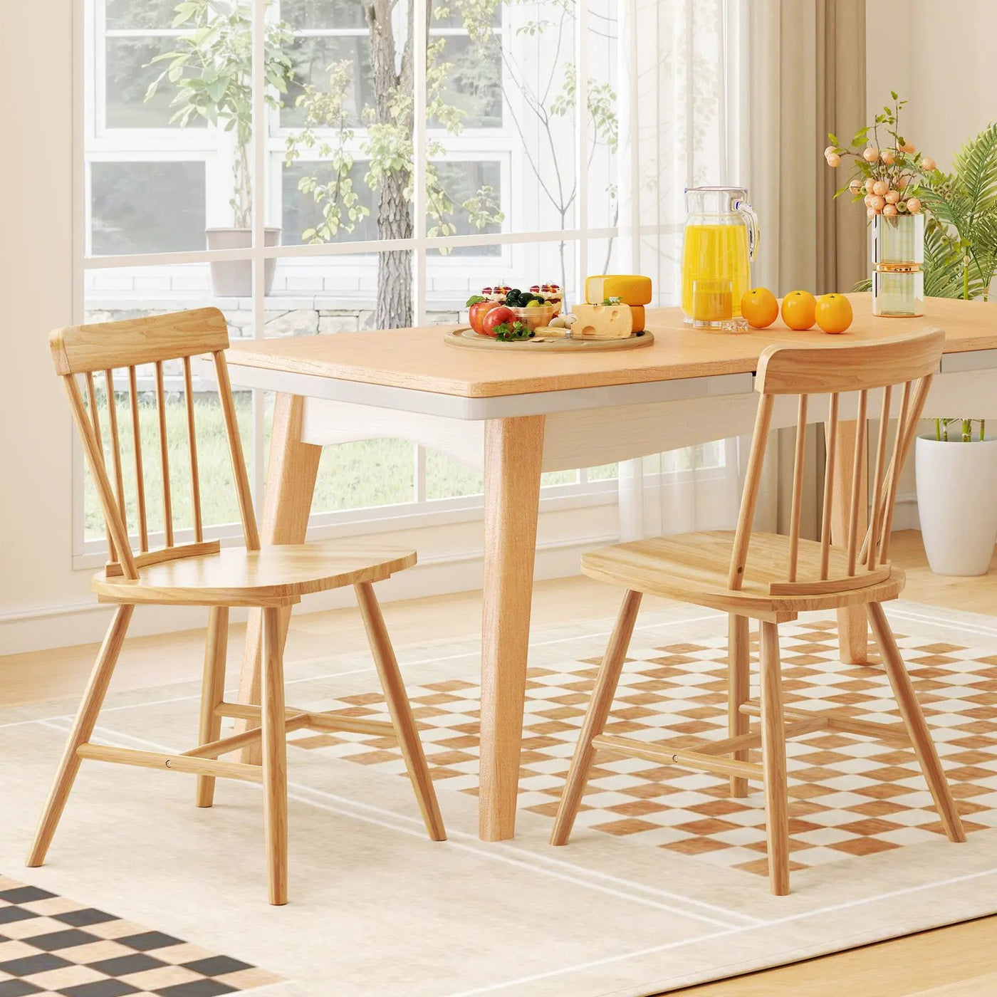 Farmhouse Kitchen Chair Set of 2 with Rubber Wood Frame by DirectDeals