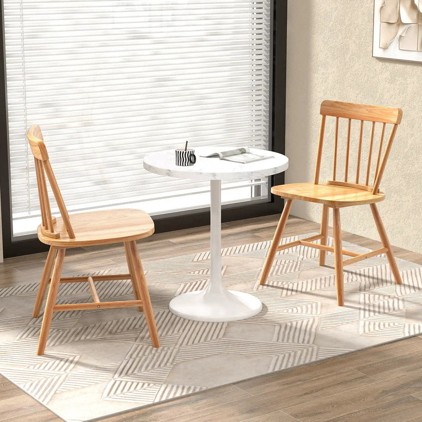Farmhouse Kitchen Chair Set of 2 with Rubber Wood Frame by DirectDeals