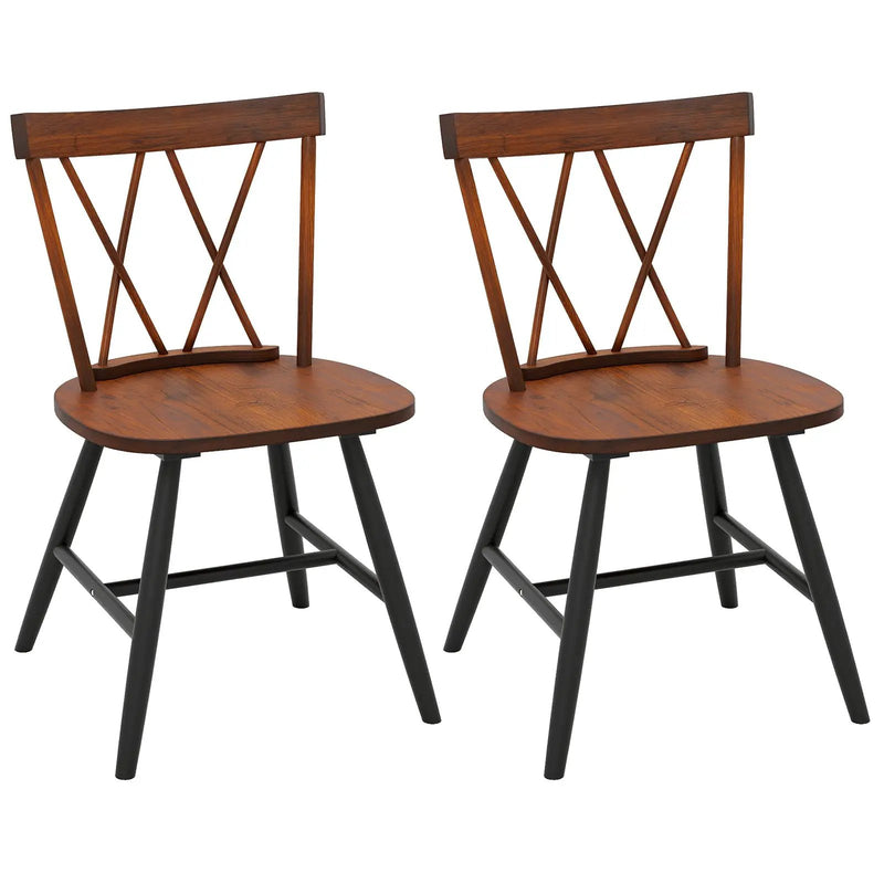 Farmhouse Kitchen Dining Chair Set of 2 with Rubber Wood Frame by DirectDeals
