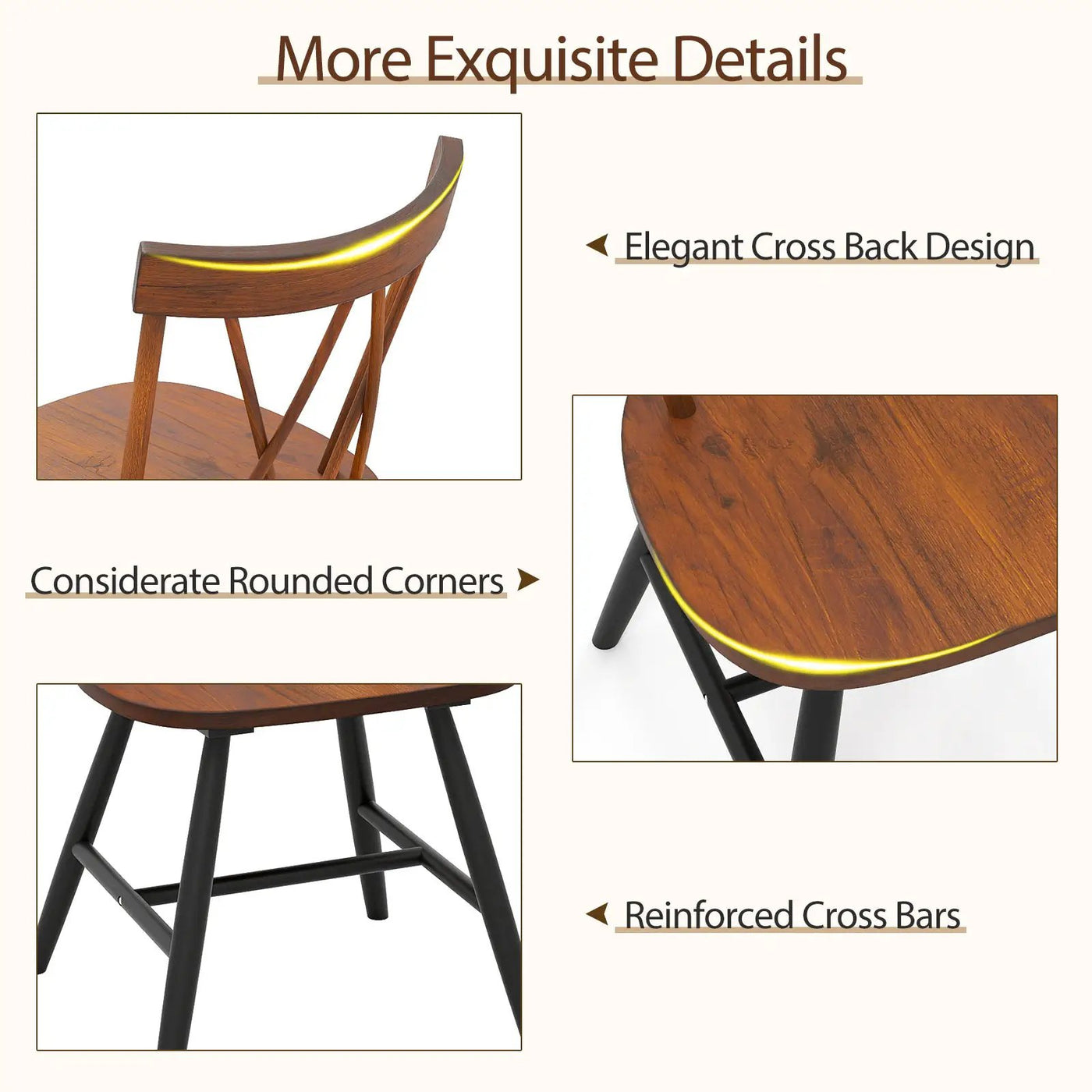 Farmhouse Kitchen Dining Chair Set of 2 with Rubber Wood Frame by DirectDeals