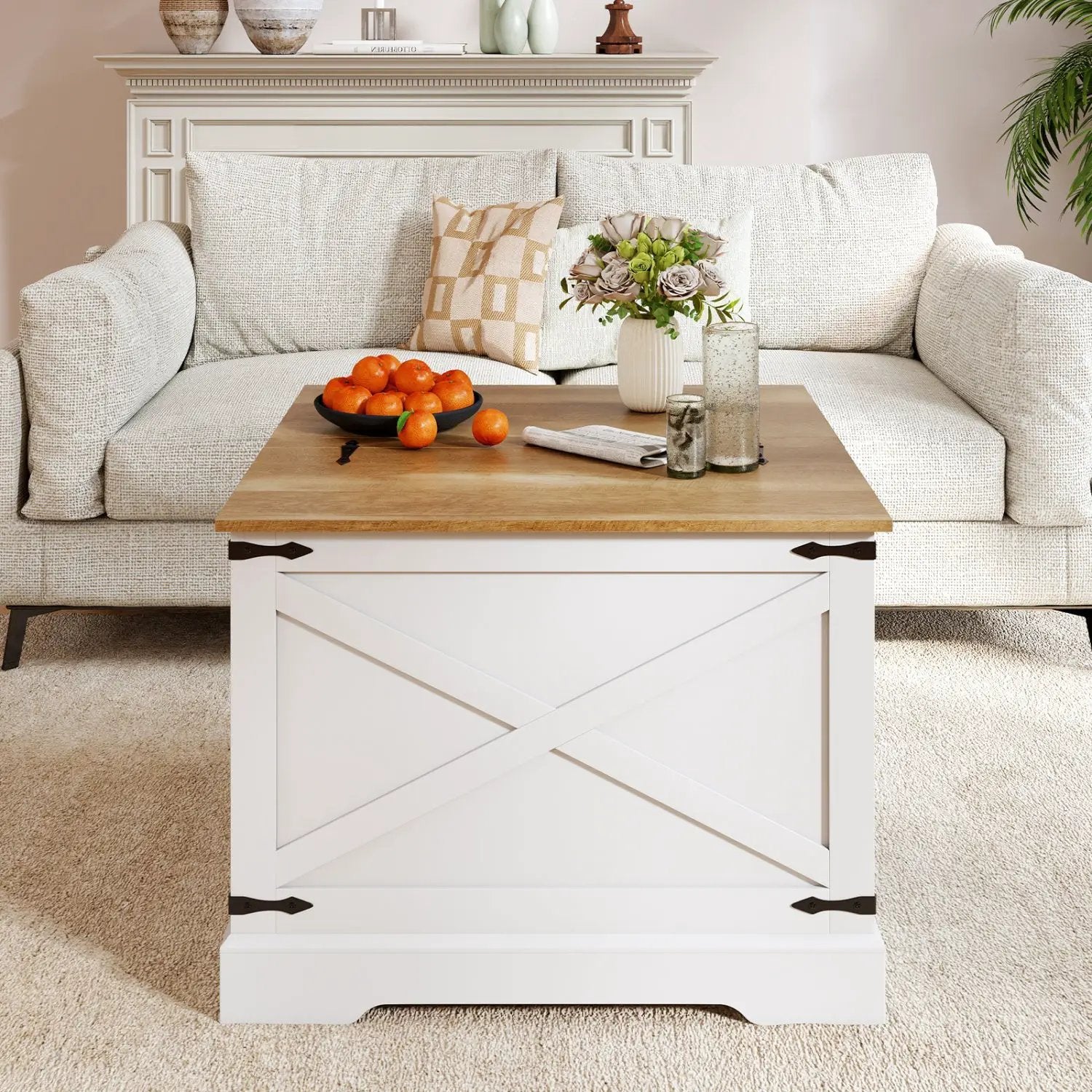 Farmhouse Lift Top Coffee Table with Hidden Storage Compartment by DirectDeals