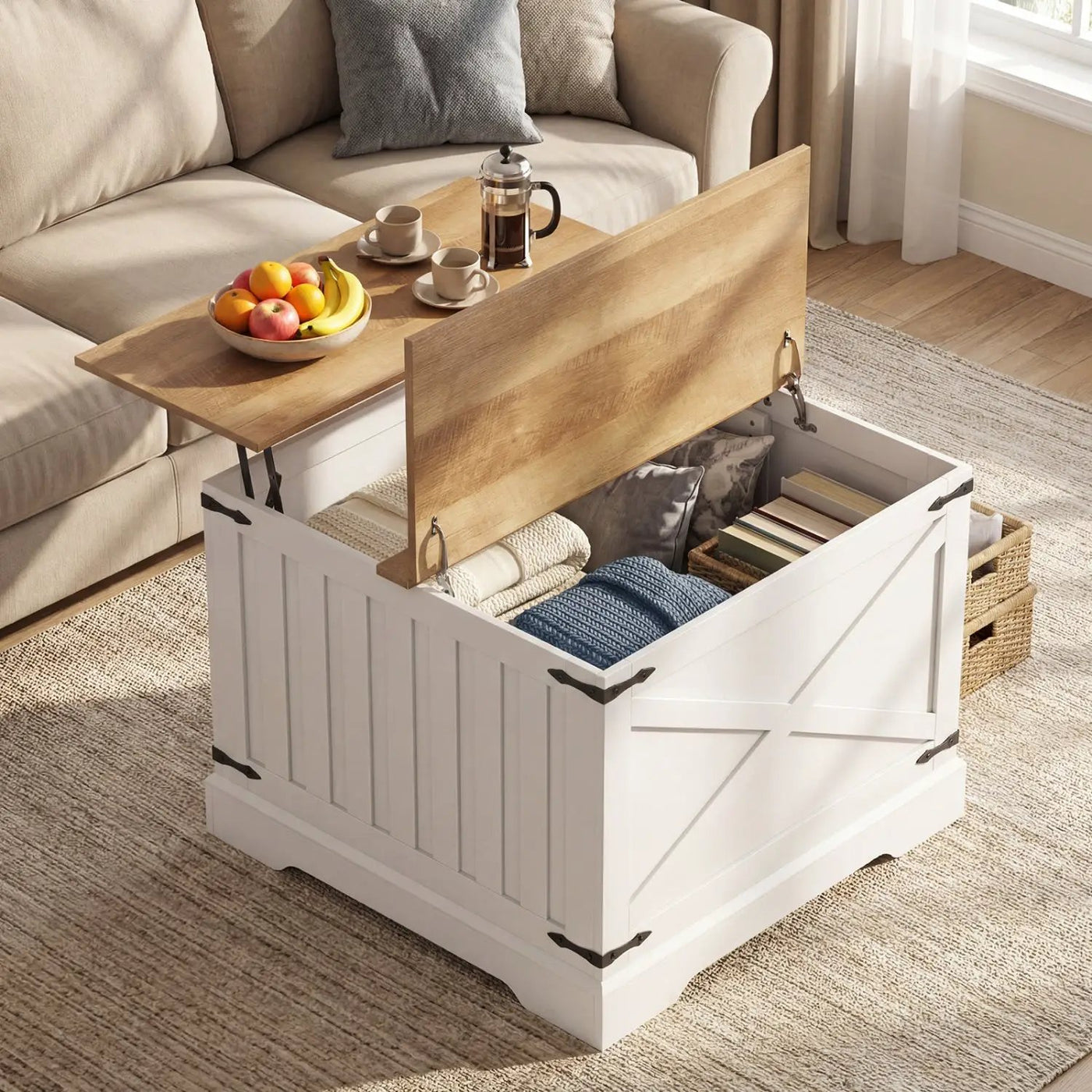 Farmhouse Lift Top Coffee Table with Hidden Storage Compartment by DirectDeals