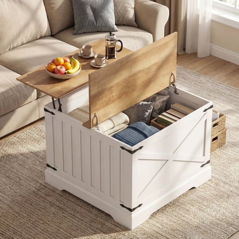 Farmhouse Lift Top Coffee Table with Hidden Storage Compartment by DirectDeals