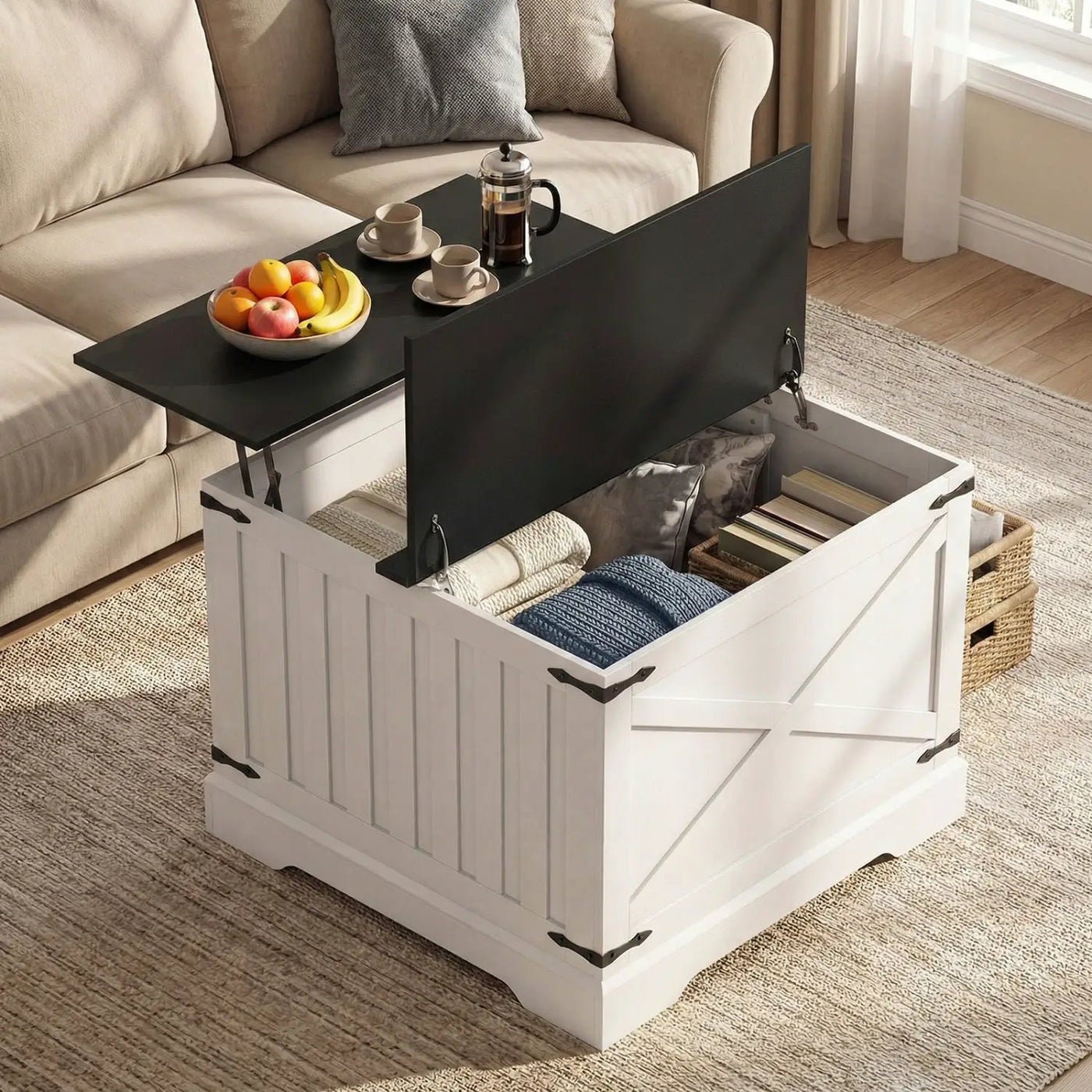 Farmhouse Lift Top Coffee Table with Hidden Storage Compartment by DirectDeals