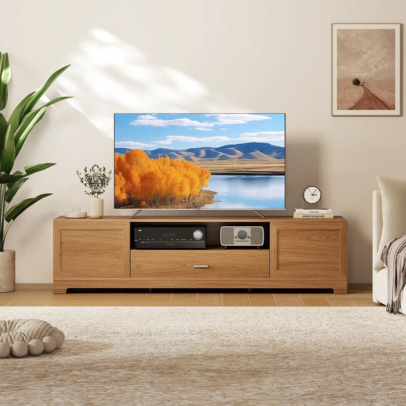 Farmhouse Rustic TV Stand for TVs up to 80"-Natural by DirectDeals