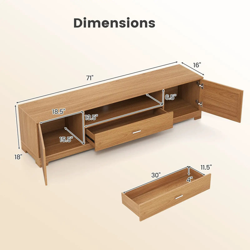 Farmhouse Rustic TV Stand for TVs up to 80"-Natural by DirectDeals