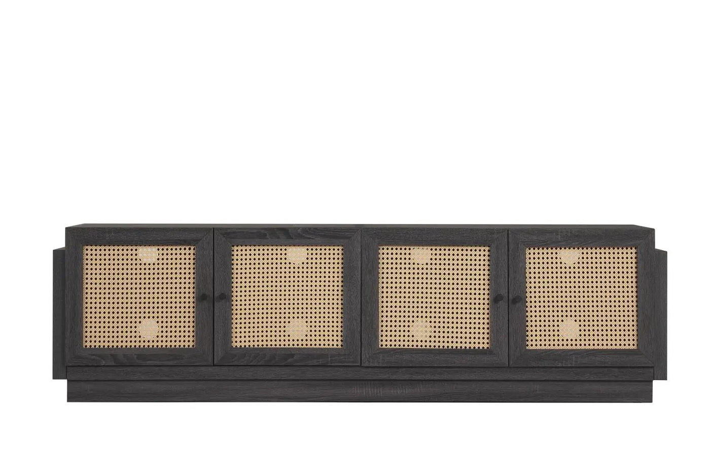 Farmhouse TV Stand for TVs up to 75" with Rattan Doors by DirectDeals