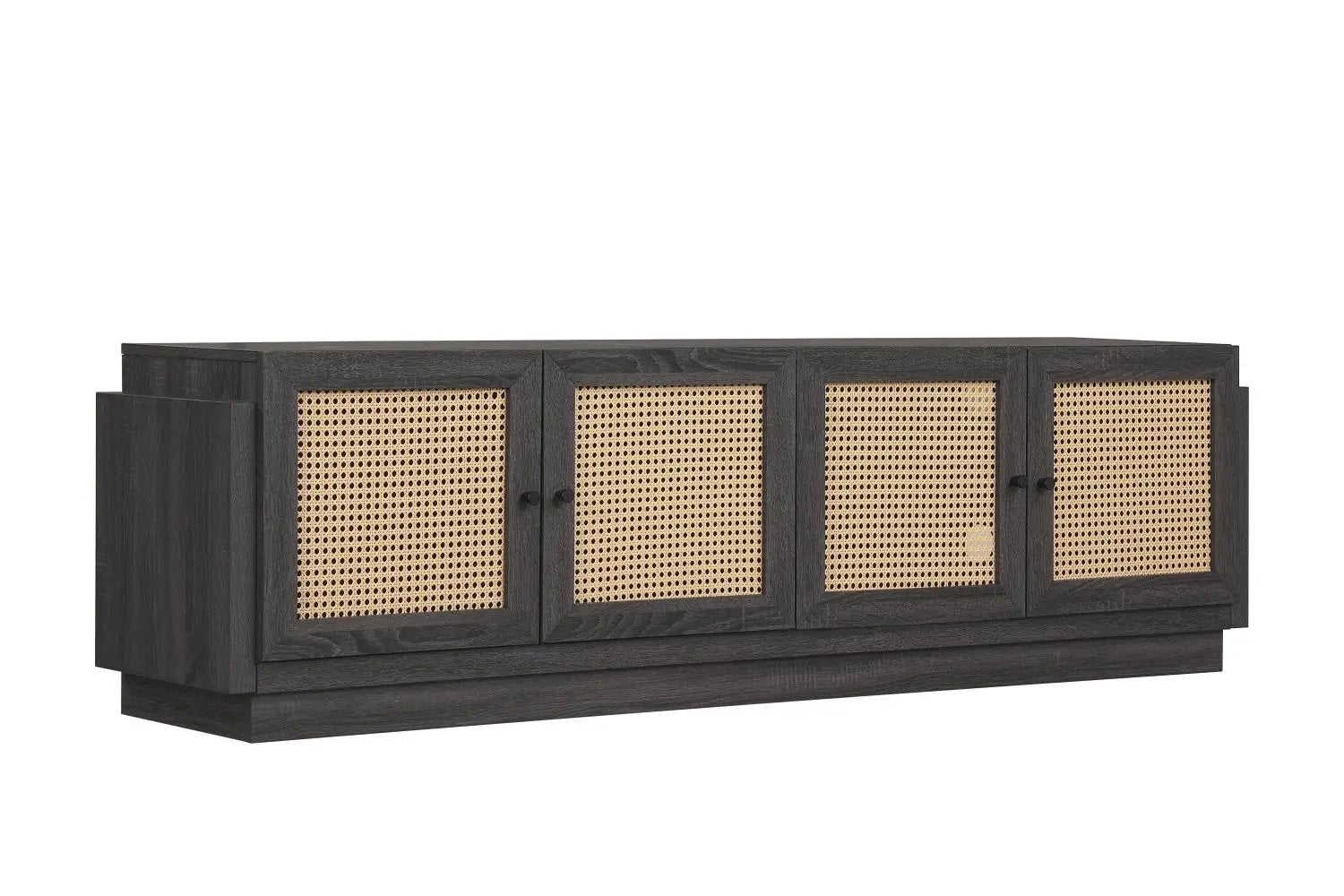 Farmhouse TV Stand for TVs up to 75" with Rattan Doors by DirectDeals