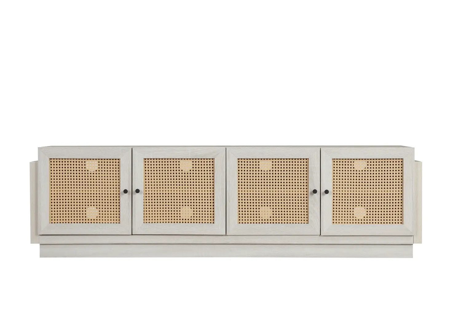 Farmhouse TV Stand for TVs up to 75" with Rattan Doors by DirectDeals