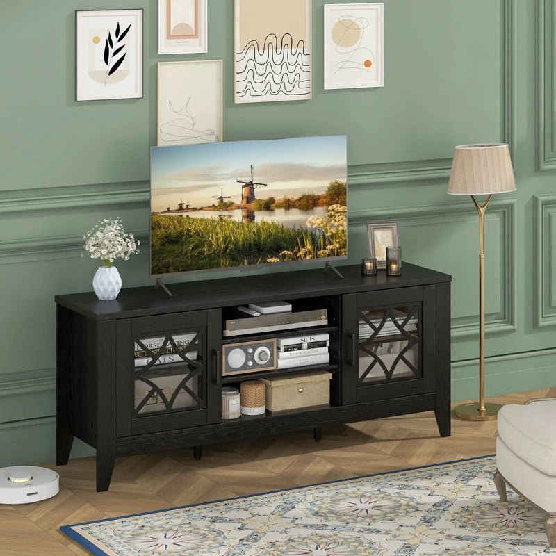 Farmhouse TV Stand for TVs Up to 65 Inches 4 Adjustable Shelves by DirectDeals
