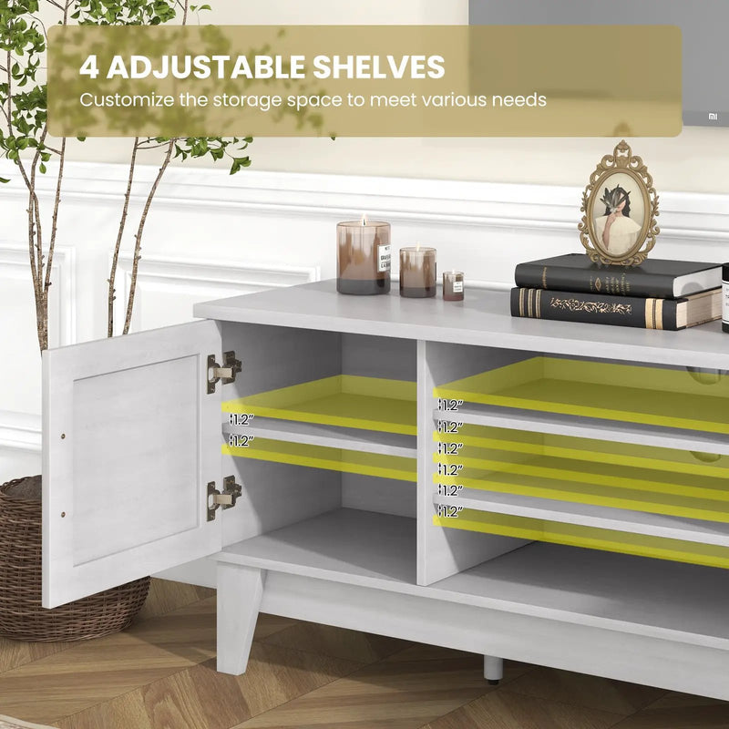 Farmhouse TV Stand for TVs Up to 65 Inches with 2 Barn Door Cabinets-Gray by DirectDeals