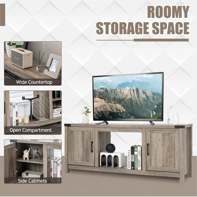 Electric Fireplace TV Stand with Storage Cabinets for TVs up to 70 Inch-Natural by DirectDeals