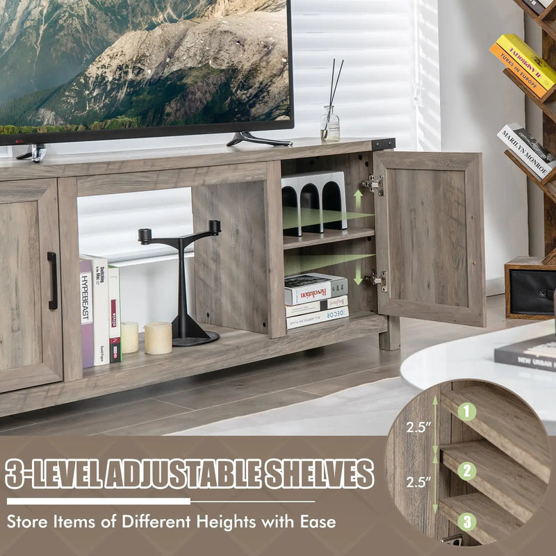 Electric Fireplace TV Stand with Storage Cabinets for TVs up to 70 Inch-Natural by DirectDeals