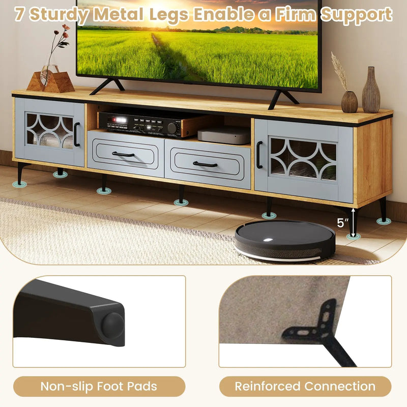Farmhouse TV Stand for TVs up to 80 Inch with 2 Drawers by DirectDeals