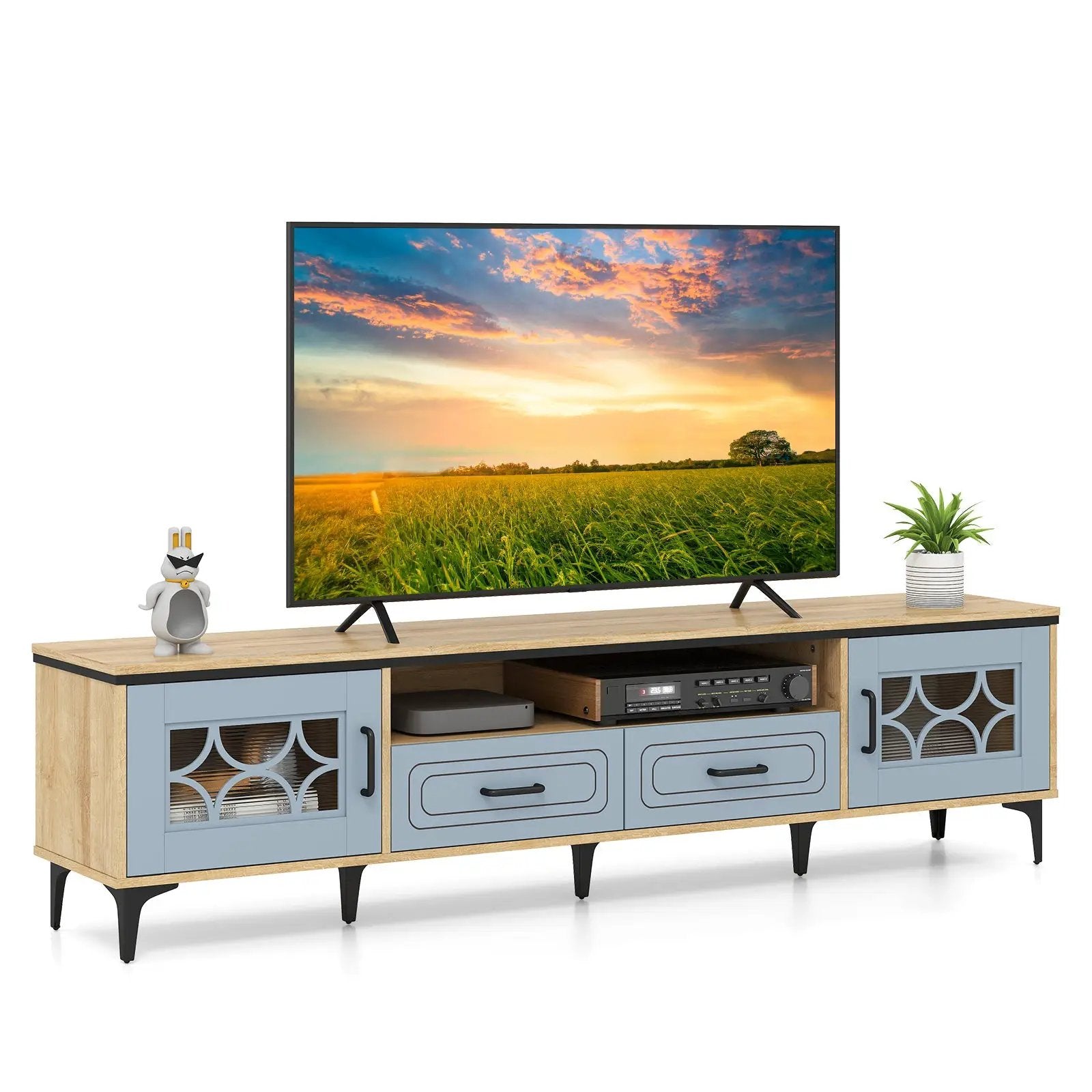 Farmhouse TV Stand for TVs up to 80 Inch with 2 Drawers by DirectDeals