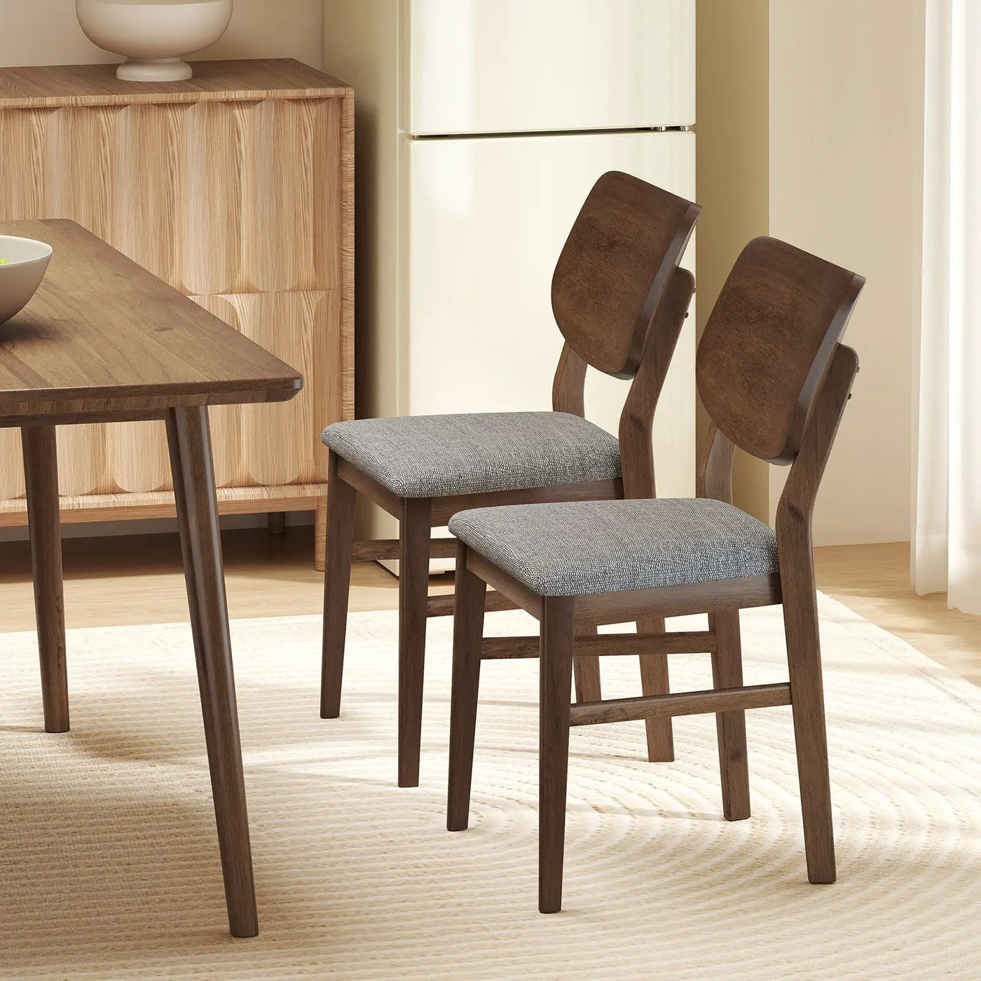 Farmhouse Upholstered Kitchen Chairs Set of 2 with Rubber Wood Frame by DirectDeals
