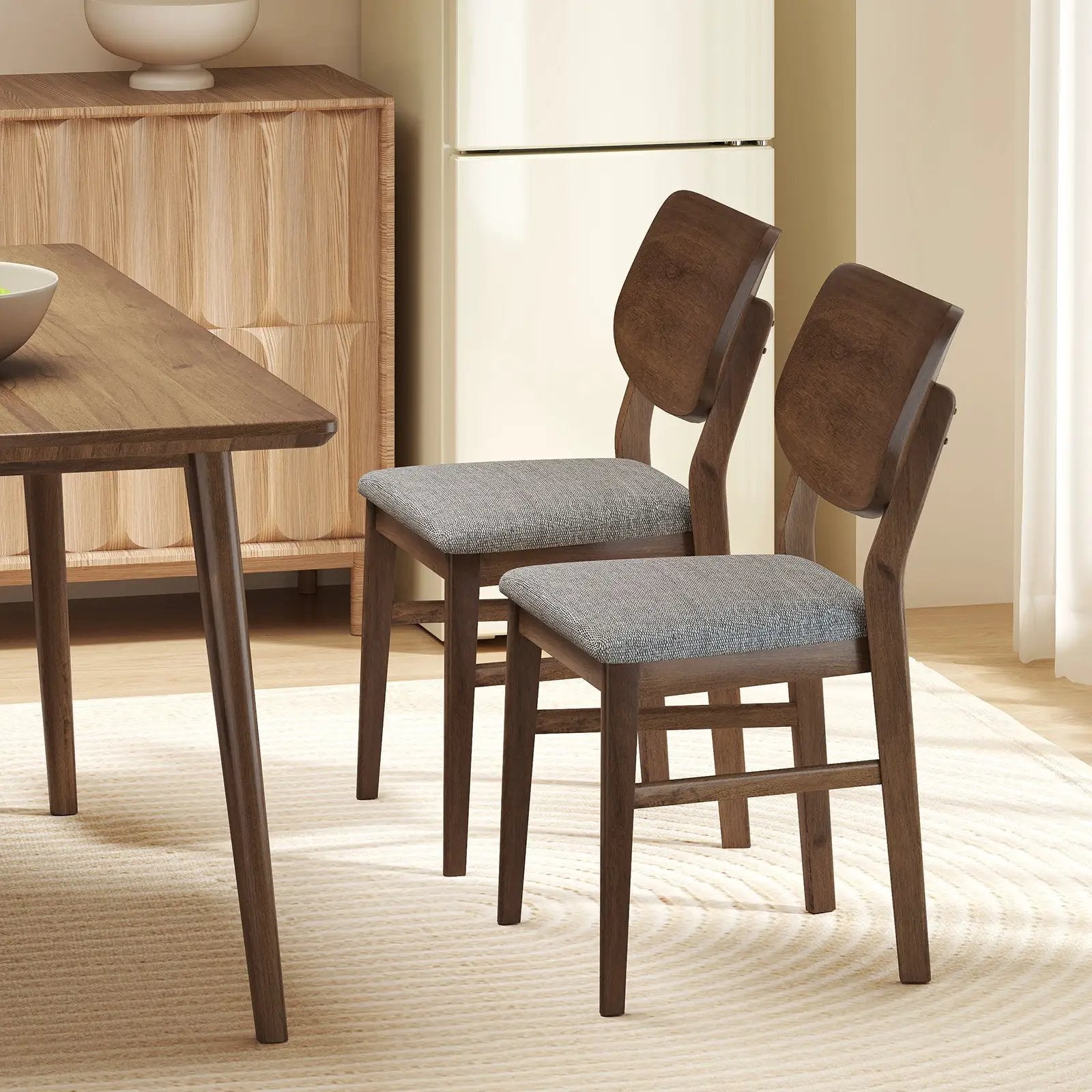 Farmhouse Upholstered Kitchen Chairs Set of 2 with Rubber Wood Frame by DirectDeals