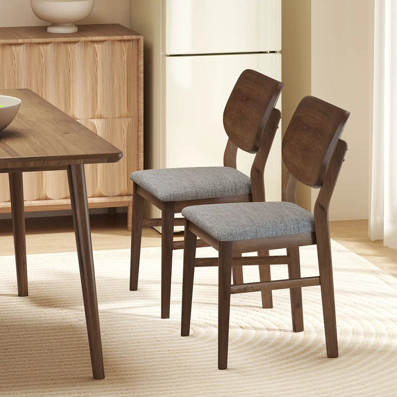 Farmhouse Upholstered Kitchen Chairs Set of 2 with Rubber Wood Frame by DirectDeals
