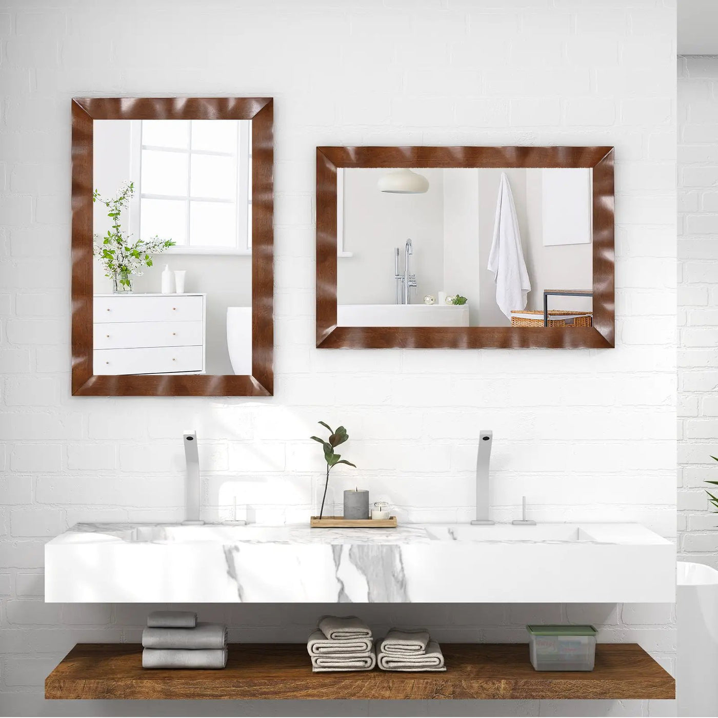 41.5 x 28 inches Farmhouse Wall Mirror with Solid Wood Frame by DirectDeals