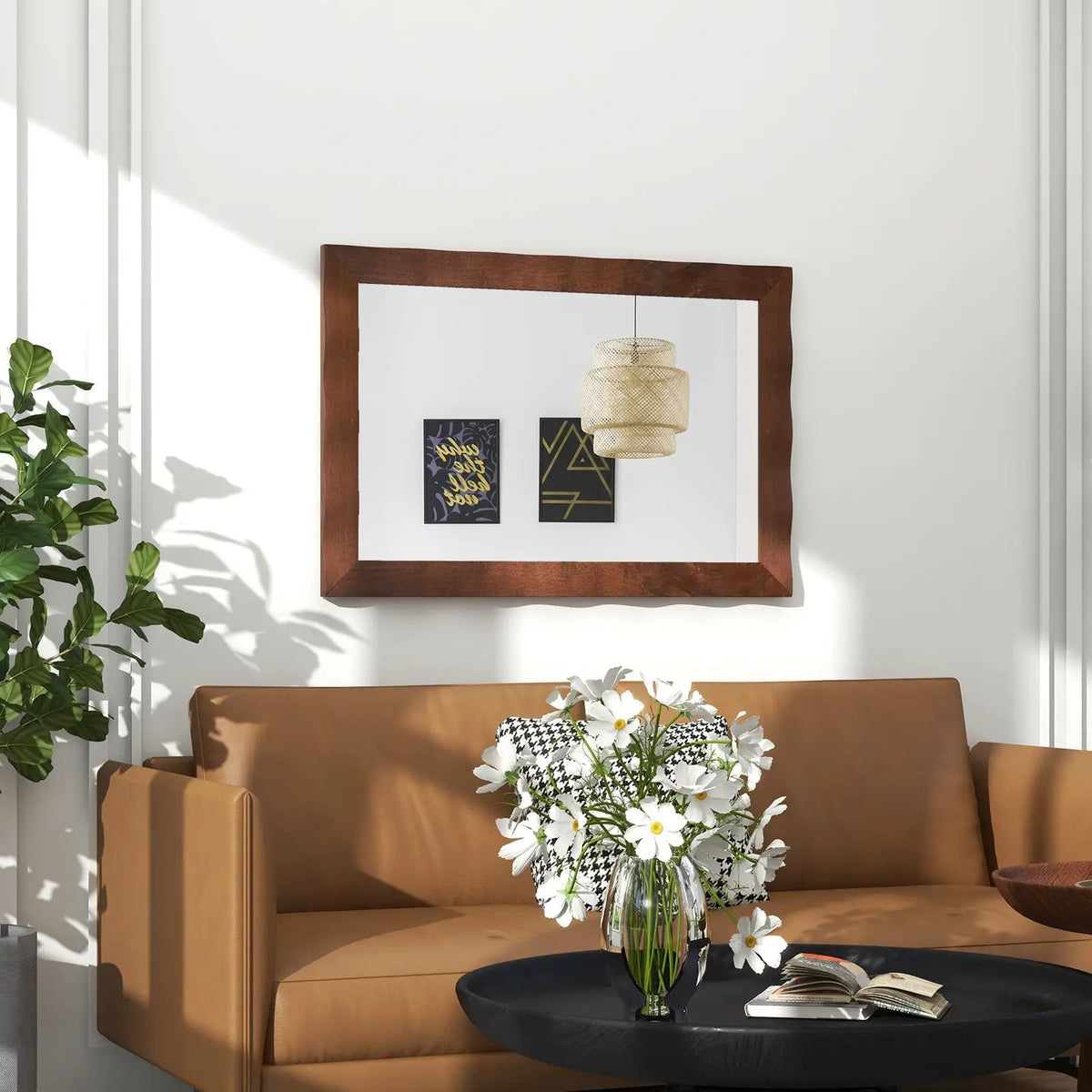 41.5 x 28 inches Farmhouse Wall Mirror with Solid Wood Frame by DirectDeals