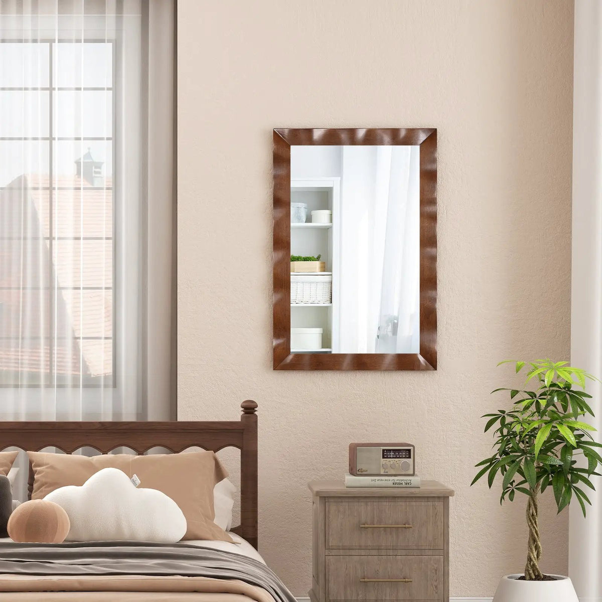41.5 x 28 inches Farmhouse Wall Mirror with Solid Wood Frame by DirectDeals