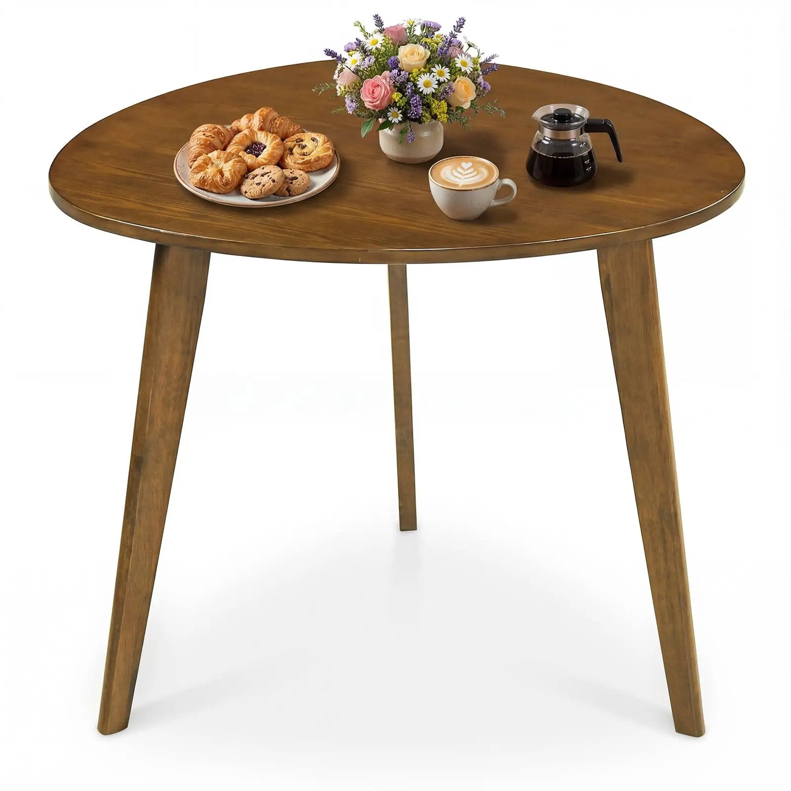 Farmhouse Wooden Round Dining Table for 4-Walnut by DirectDeals