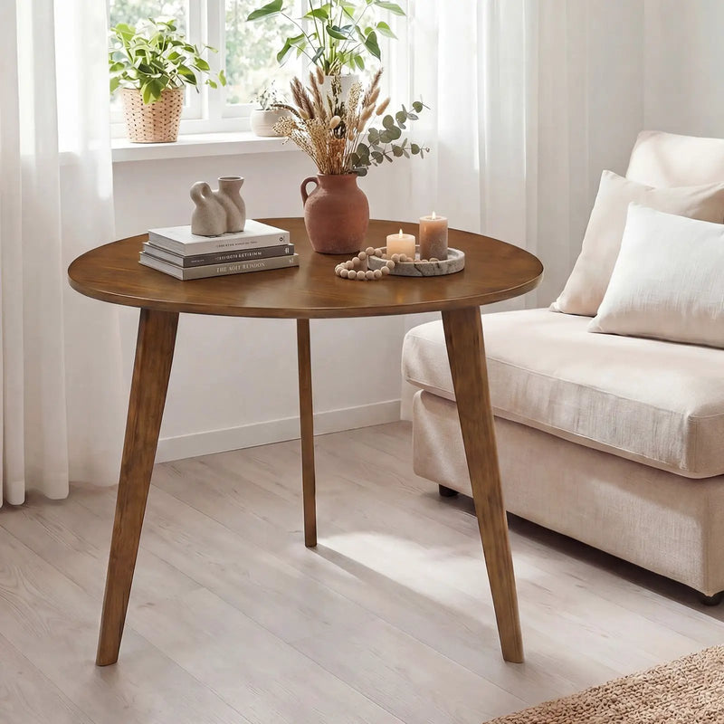 Farmhouse Wooden Round Dining Table for 4-Walnut by DirectDeals
