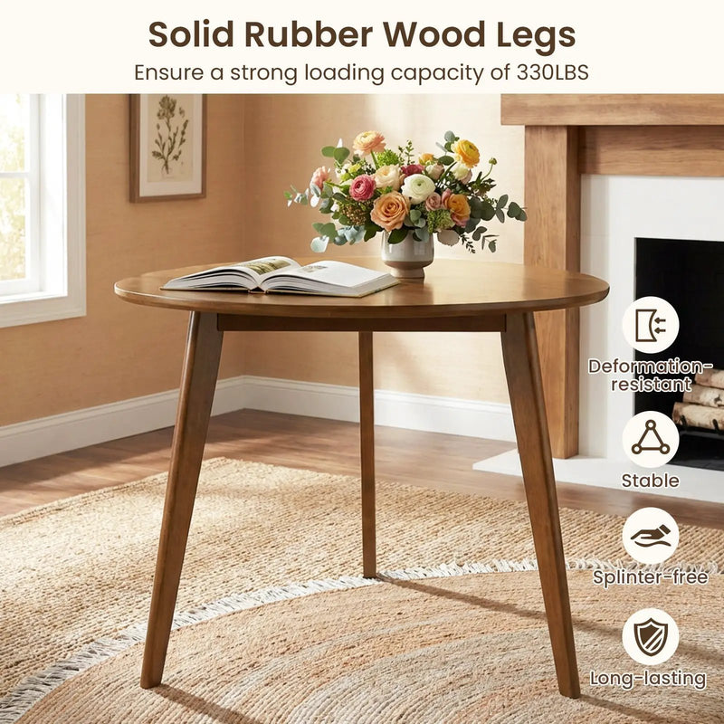 Farmhouse Wooden Round Dining Table for 4-Walnut by DirectDeals