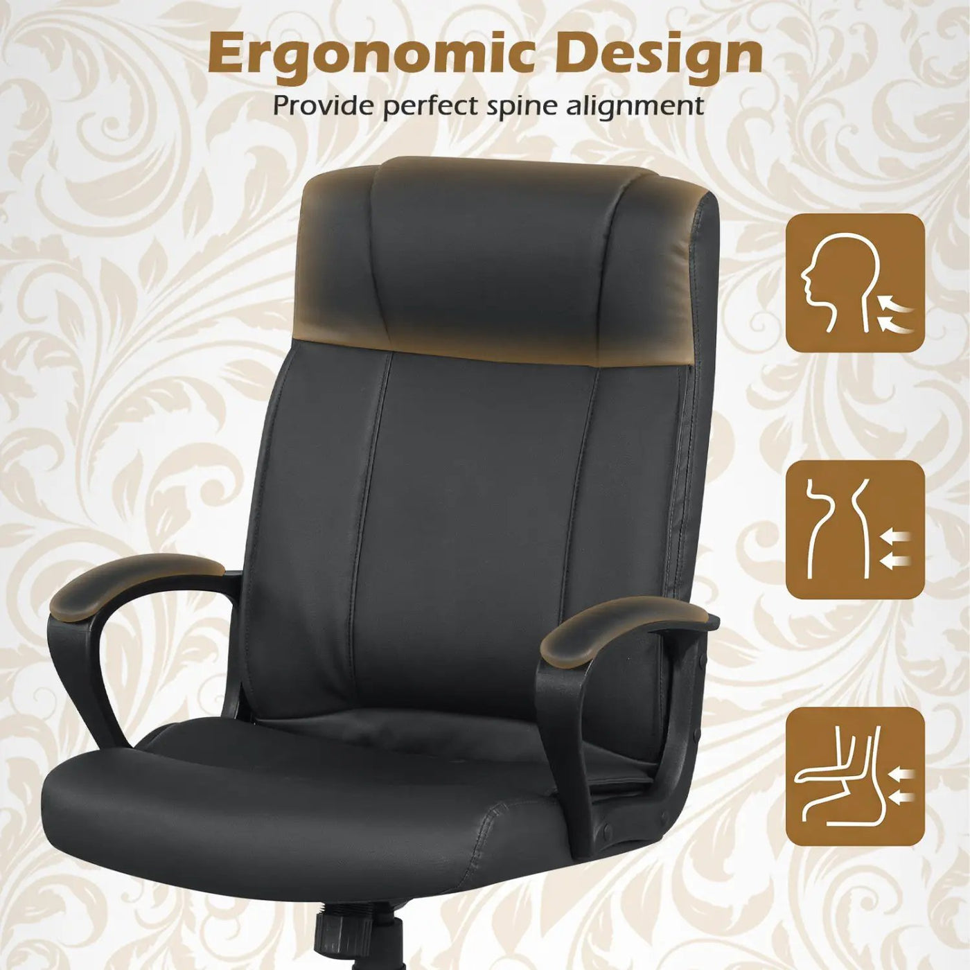 Ergonomic Office Chair with Rocking Function - Faux Leather by DirectDeals