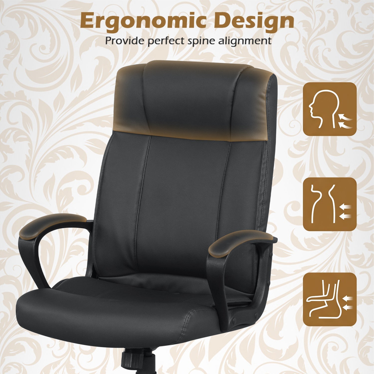 Ergonomic Office Chair with Rocking Function - Faux Leather by DirectDeals