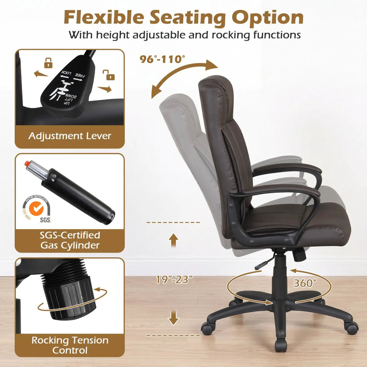Ergonomic Office Chair with Rocking Function - Faux Leather by DirectDeals