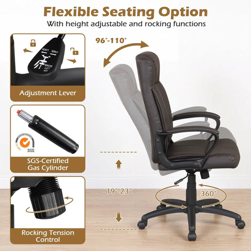 Ergonomic Office Chair with Rocking Function - Faux Leather by DirectDeals