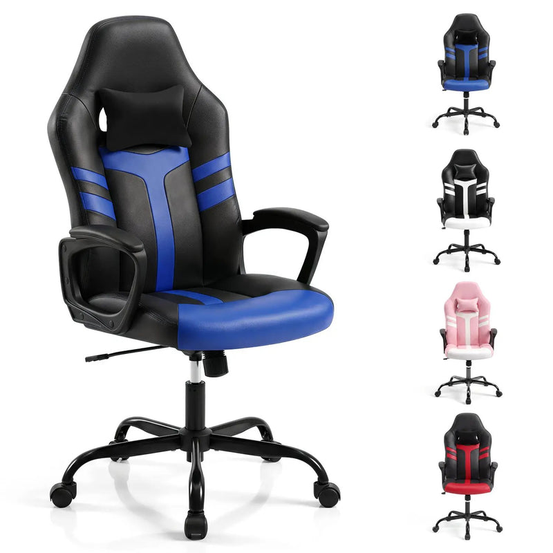 Ergonomic Gaming Chair with Removable Head Pillow & Rocking by DirectDeals
