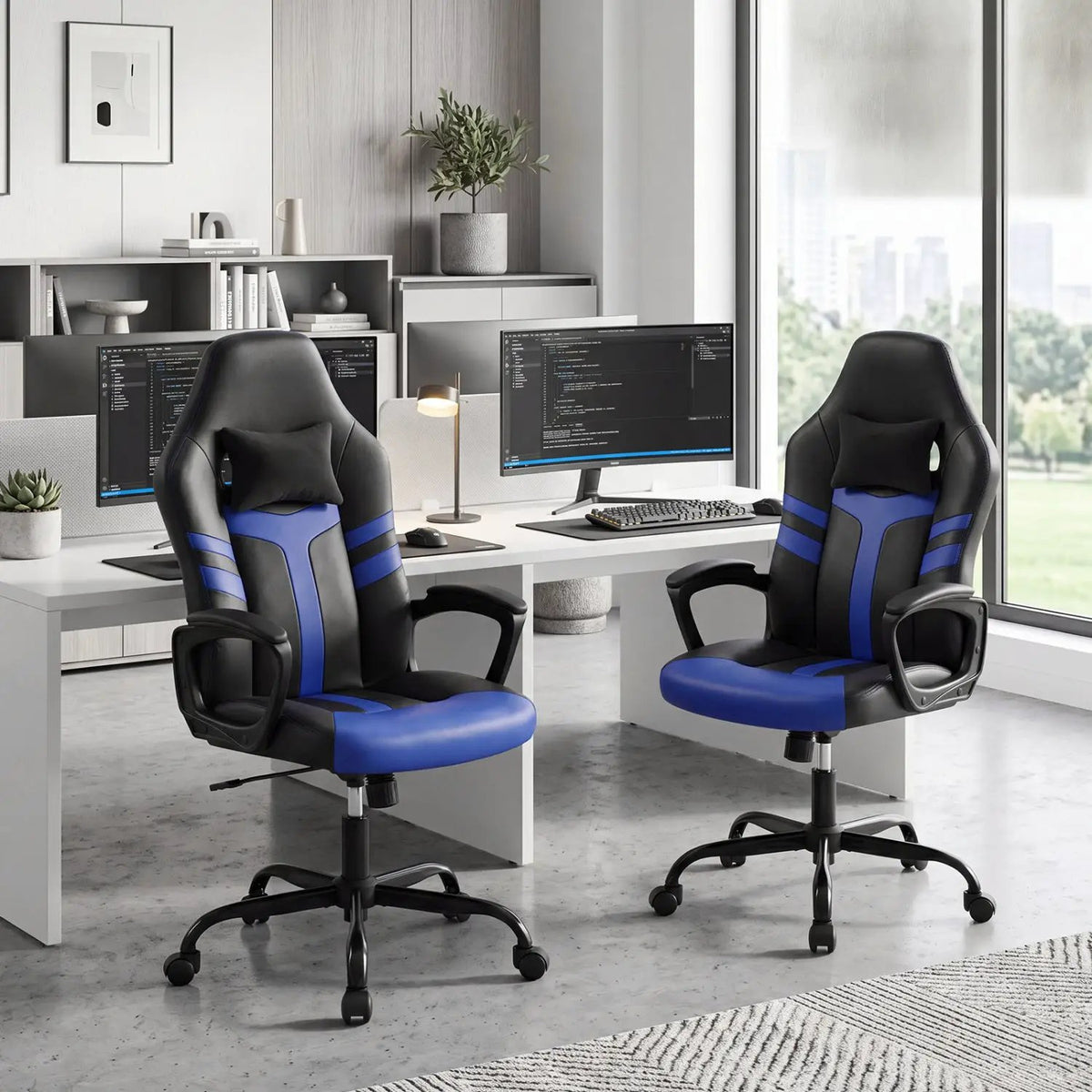 Ergonomic Gaming Chair with Removable Head Pillow & Rocking by DirectDeals