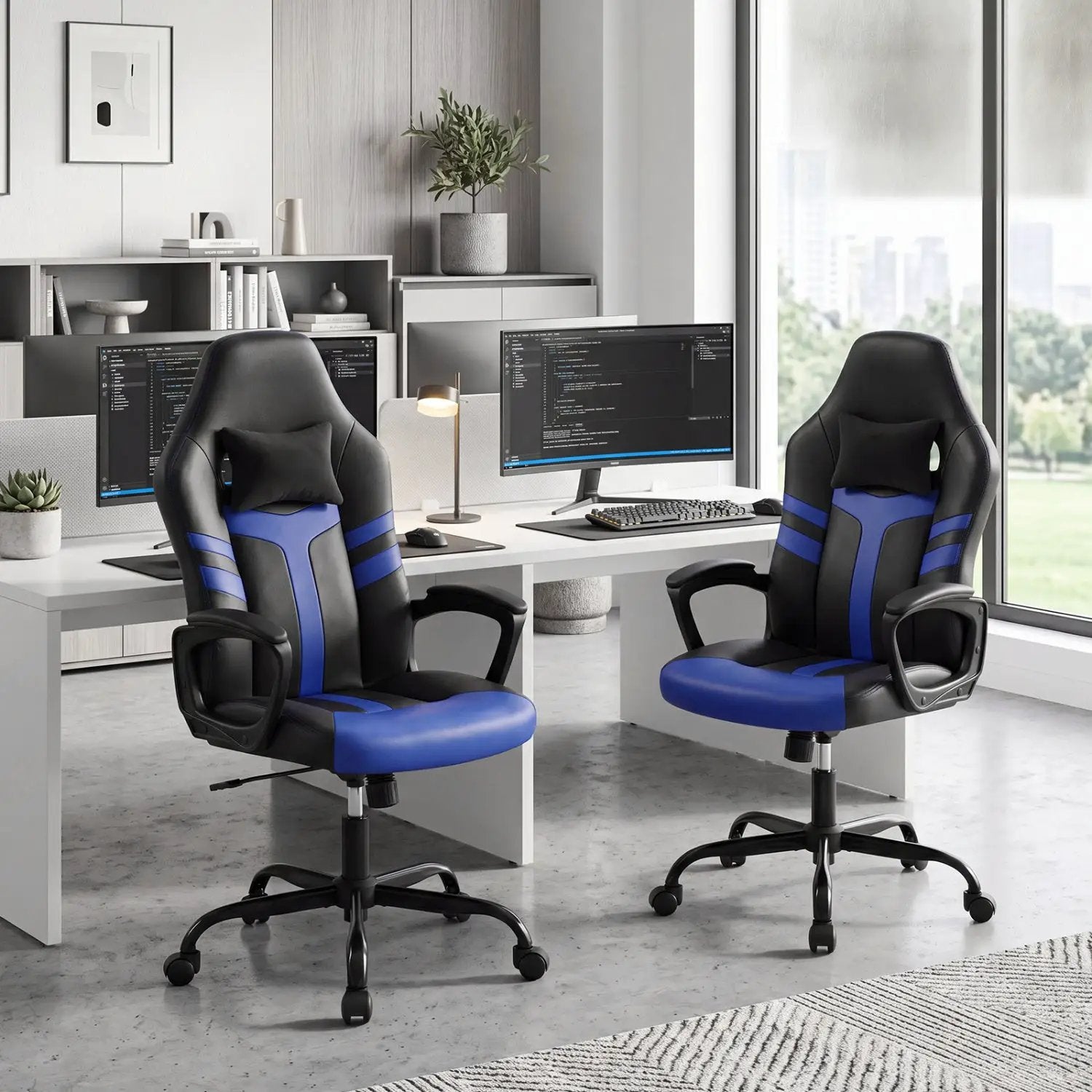 Ergonomic Gaming Chair with Removable Head Pillow & Rocking by DirectDeals