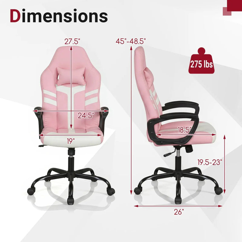 Ergonomic Gaming Chair with Removable Head Pillow & Rocking by DirectDeals