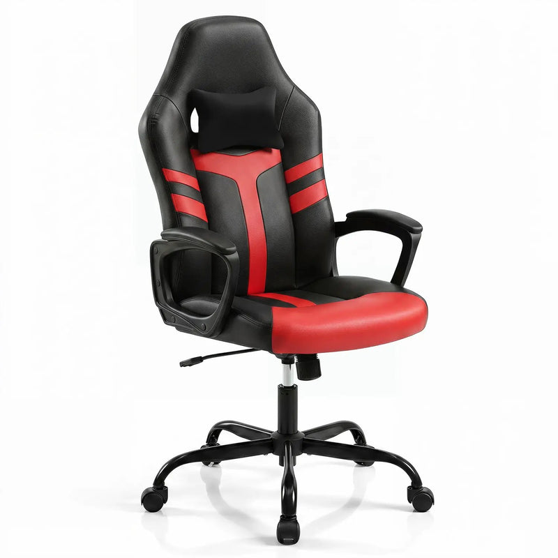 Ergonomic Gaming Chair with Removable Head Pillow & Rocking by DirectDeals