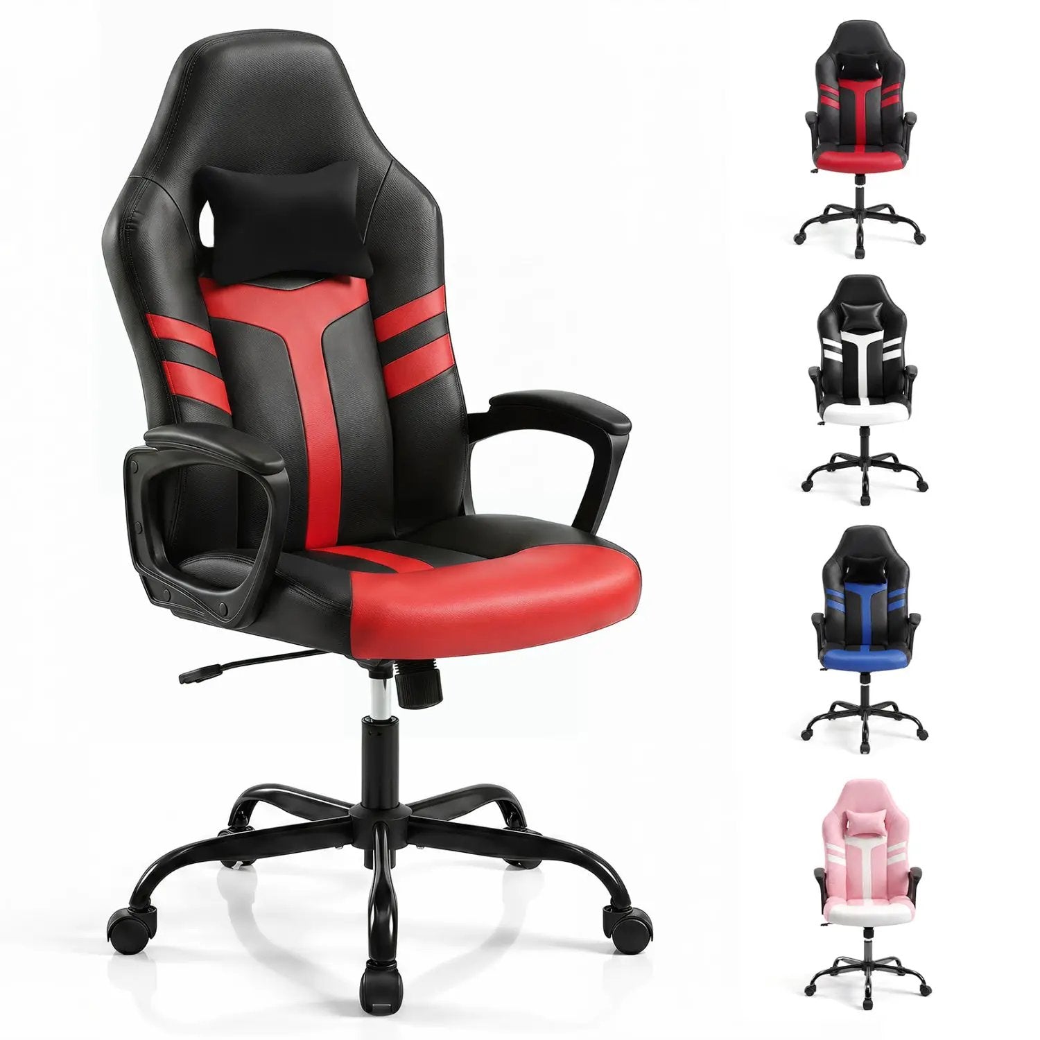 Ergonomic Gaming Chair with Removable Head Pillow & Rocking by DirectDeals
