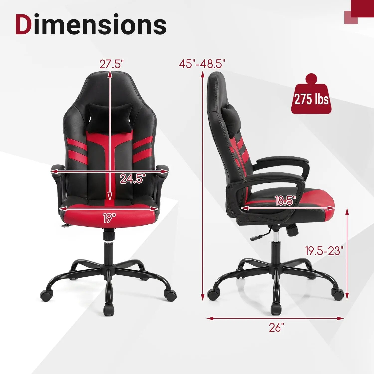 Ergonomic Gaming Chair with Removable Head Pillow & Rocking by DirectDeals