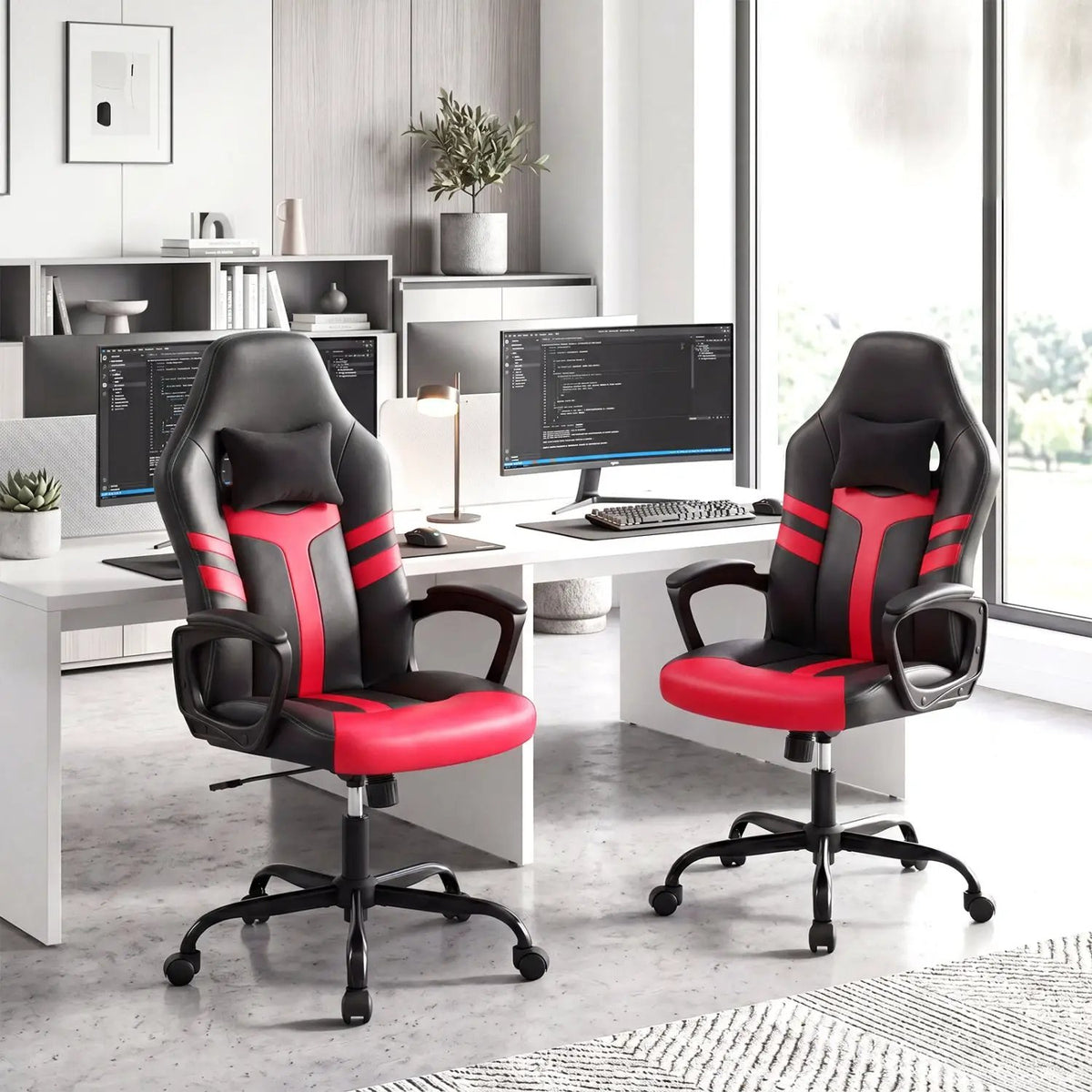 Ergonomic Gaming Chair with Removable Head Pillow & Rocking by DirectDeals