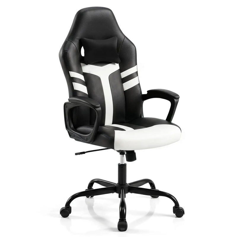 Ergonomic Gaming Chair with Removable Head Pillow & Rocking by DirectDeals