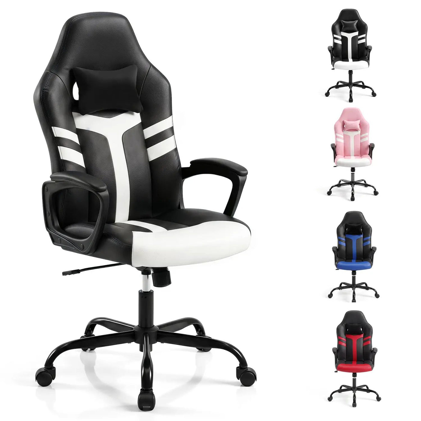 Ergonomic Gaming Chair with Removable Head Pillow & Rocking by DirectDeals