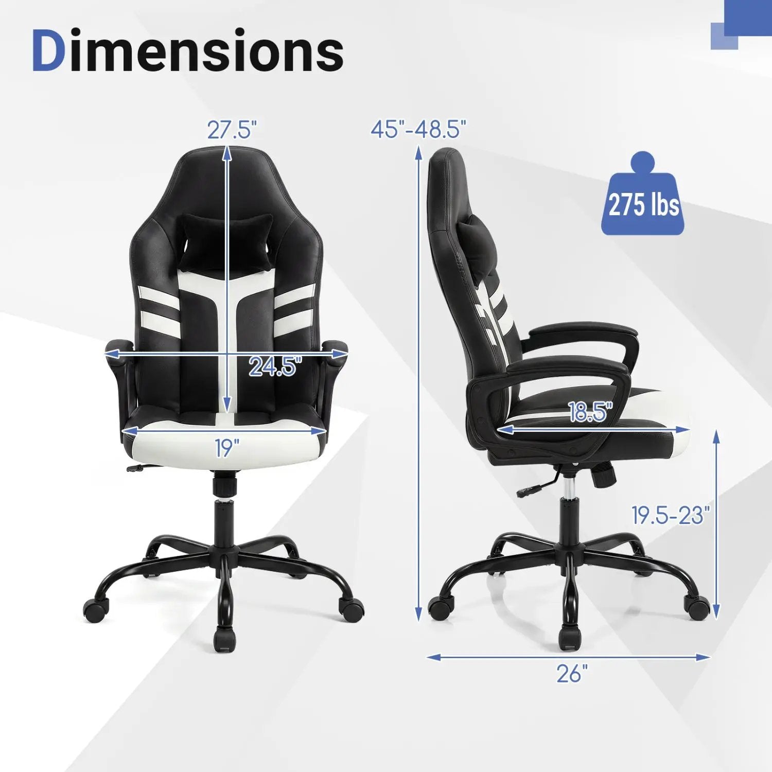 Ergonomic Gaming Chair with Removable Head Pillow & Rocking by DirectDeals