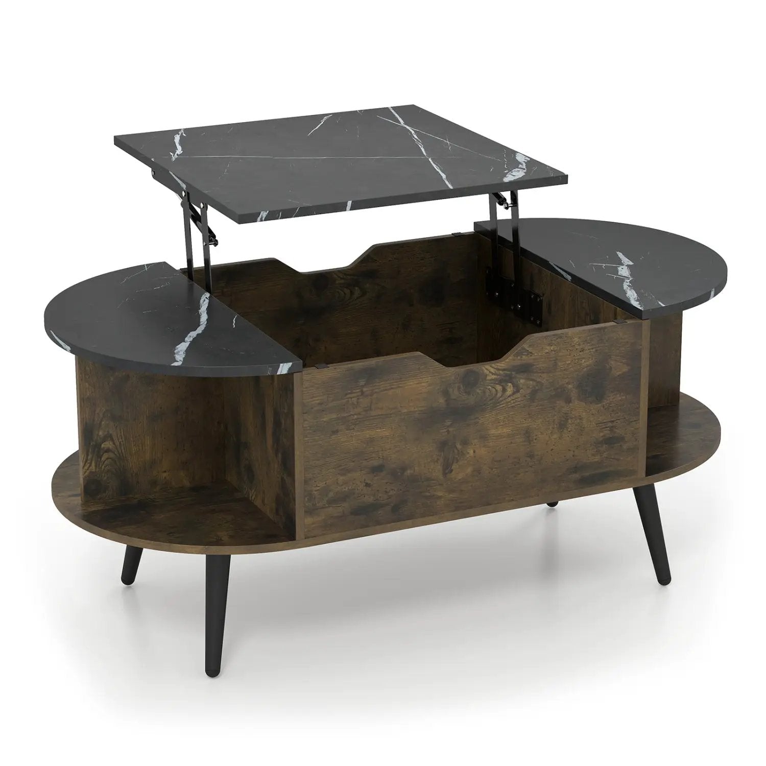 Lift Top Coffee Table with Hidden Compartment and Shelves by DirectDeals