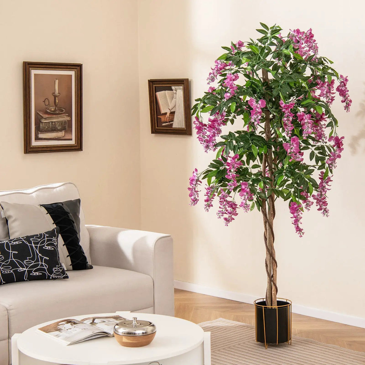5.5 FT Faux Wisteria Plant in Nursery Pot with Blooming Flowers by DirectDeals
