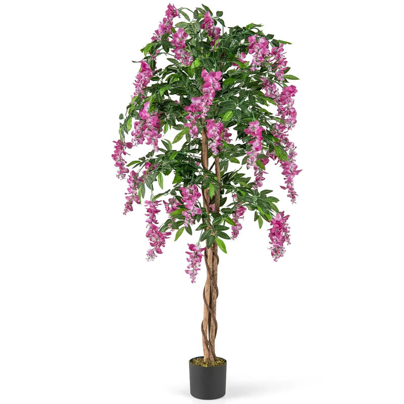 5.5 FT Faux Wisteria Plant in Nursery Pot with Blooming Flowers by DirectDeals