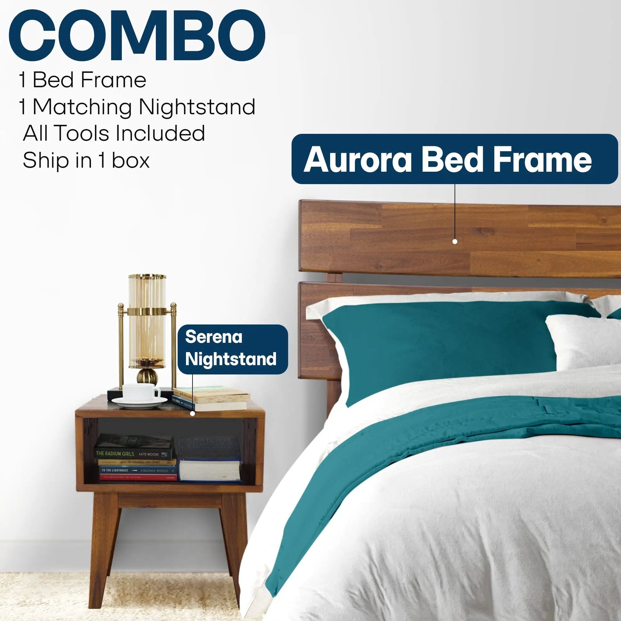 Aurora Solid Wood Bed Frame by Megsu