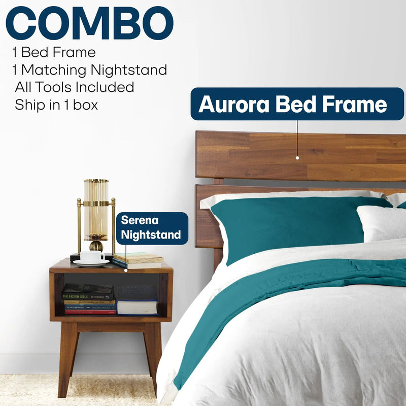 Aurora Solid Wood Bed Frame by Megsu